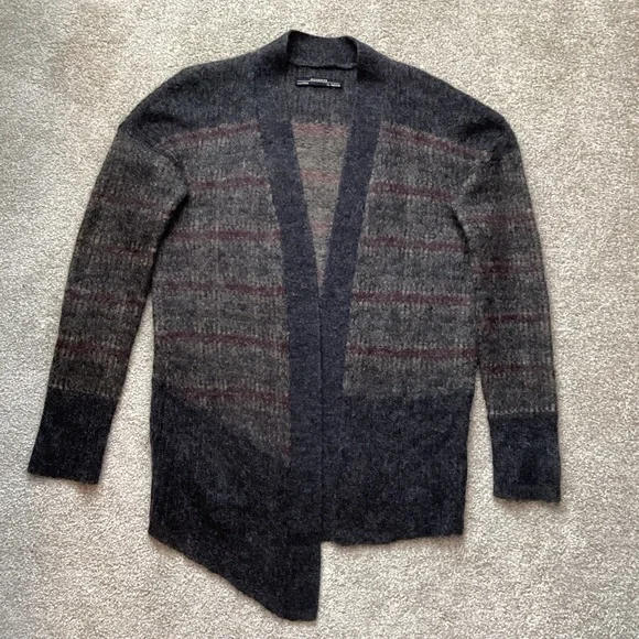 AllSaints Women's Kaff Mohair Blend Cardigan Sweater Knit Asymmetrical Medium - Picture 3 of 7
